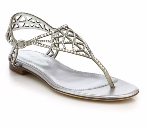 Sergio Rossi Tresor Swarovski Crystal Flat Sandals. $875. Available at <a href="http://www.saksfifthavenue.com/main/ProductDetail.jsp?FOLDER%3C%3Efolder_id=2534374306624275&PRODUCT%3C%3Eprd_id=845524446904138&R=880644619079&P_name=Sergio+Rossi&N=306624275+4294904315&bmUID=lnDhaeD">Saks Fifth Avenue</a>.