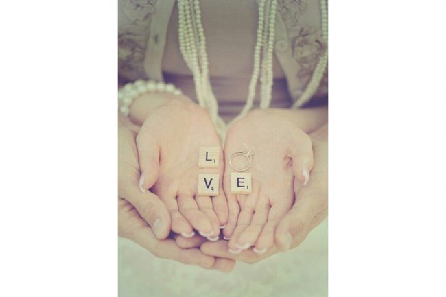 8. Spell it out. Pick a word that means something to both of you and add the ring for a very personal touch.