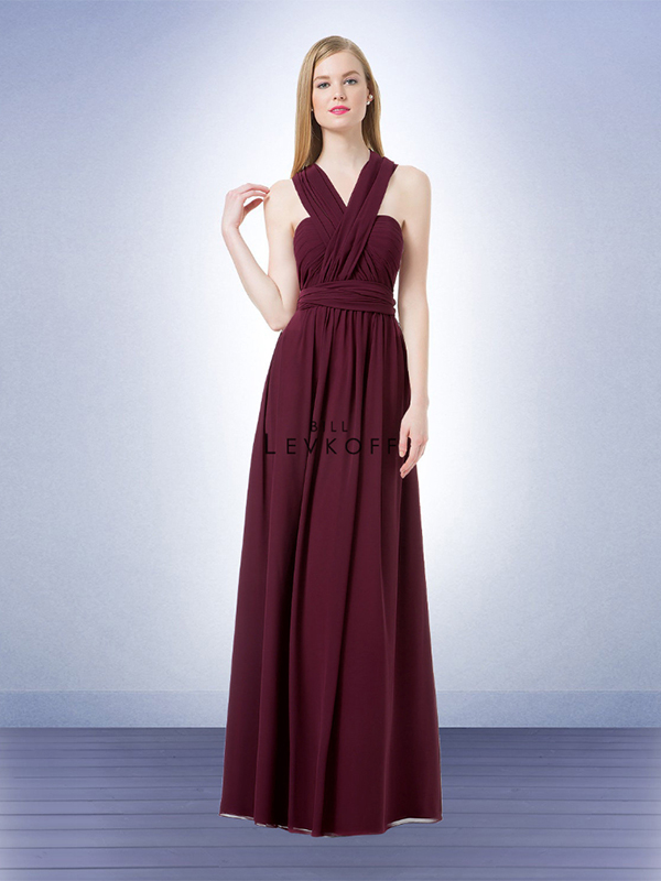 5. Let your bridesmaids be a bit creative. With this Bill Levkoff gown, each bridesmaid can switch up her look by customizing the neckline to her liking. There are endless possibilities! // Bill Levkoff, Style 1222, $230