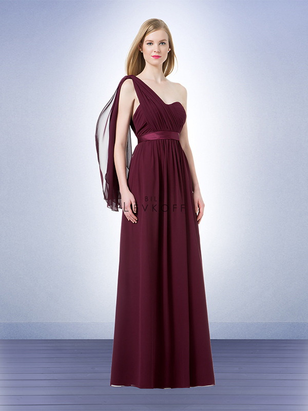 5. Let your bridesmaids be a bit creative. With this Bill Levkoff gown, each bridesmaid can switch up her look by customizing the neckline to her liking. There are endless possibilities! // Bill Levkoff, Style 1222, $230