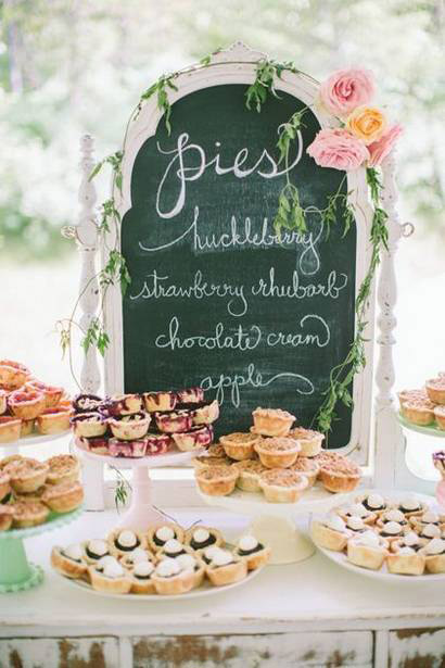 <strong>Mini pies</strong>
Set up a mini bar of pies in a variety of different flavors to satisfy each guest’s sweet tooth. 
