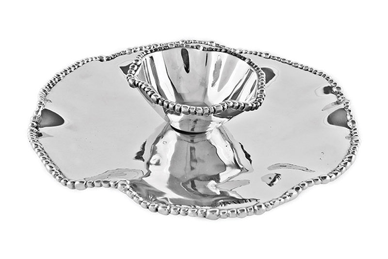 <strong>5. Beatriz Ball Fine Metalware</strong>
Each item is made of a top-quality, FDA-safe, easy-care, oven- and freezer-friendly aluminum alloy. 
PEARL Olanissimo Round Chip and Dip, $198, The Wooden Indian.