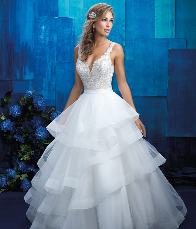Allure Bridals Style 9418 | This fairytale frock features dreamy organza and tulle, with a fitted bodice swathed in sparkling beaded embroidery. $1,572, Brides 2 Be by Hope Mitchell, Rehoboth, Del., www.brides2bebyhope.com