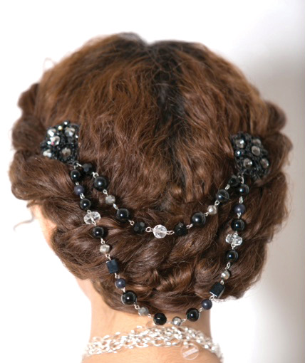 Add a bit of drama to your look with black onyx Austrian crystals and a mix of Swarovski, freshwater and acrylic pearls. Flower hair pins, $48, www.chernealtovise.com, Cherné Altovise, Wilmington, Del. (J Mitchell Photography) 