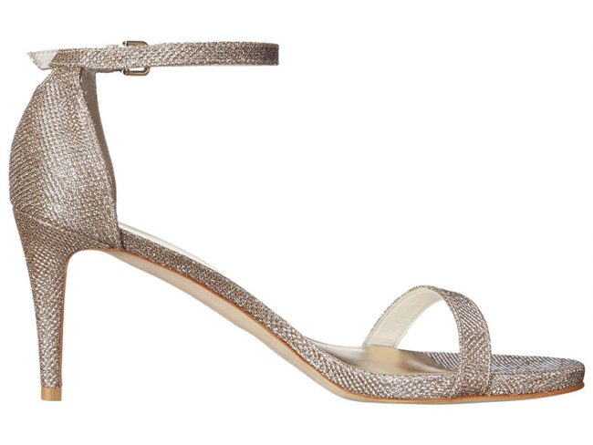 The NuNaked Sandal By Stuart Weitzman | Dance and dazzle till dawn in this single-sole stunner. The practical heel is comfortable yet still sexy. You can personalize your pair with your name and wedding date for a one-of-a-kind keepsake. Available in three colors, $398, www.stuartweitzman.com, Stuart Weitzman, 1711 Walnut St., Philadelphia, (215) 640-0400.