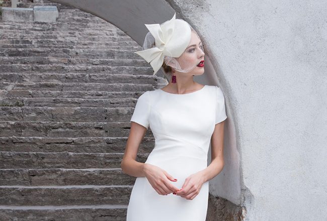 Libby crepe slip wedding dress clearance