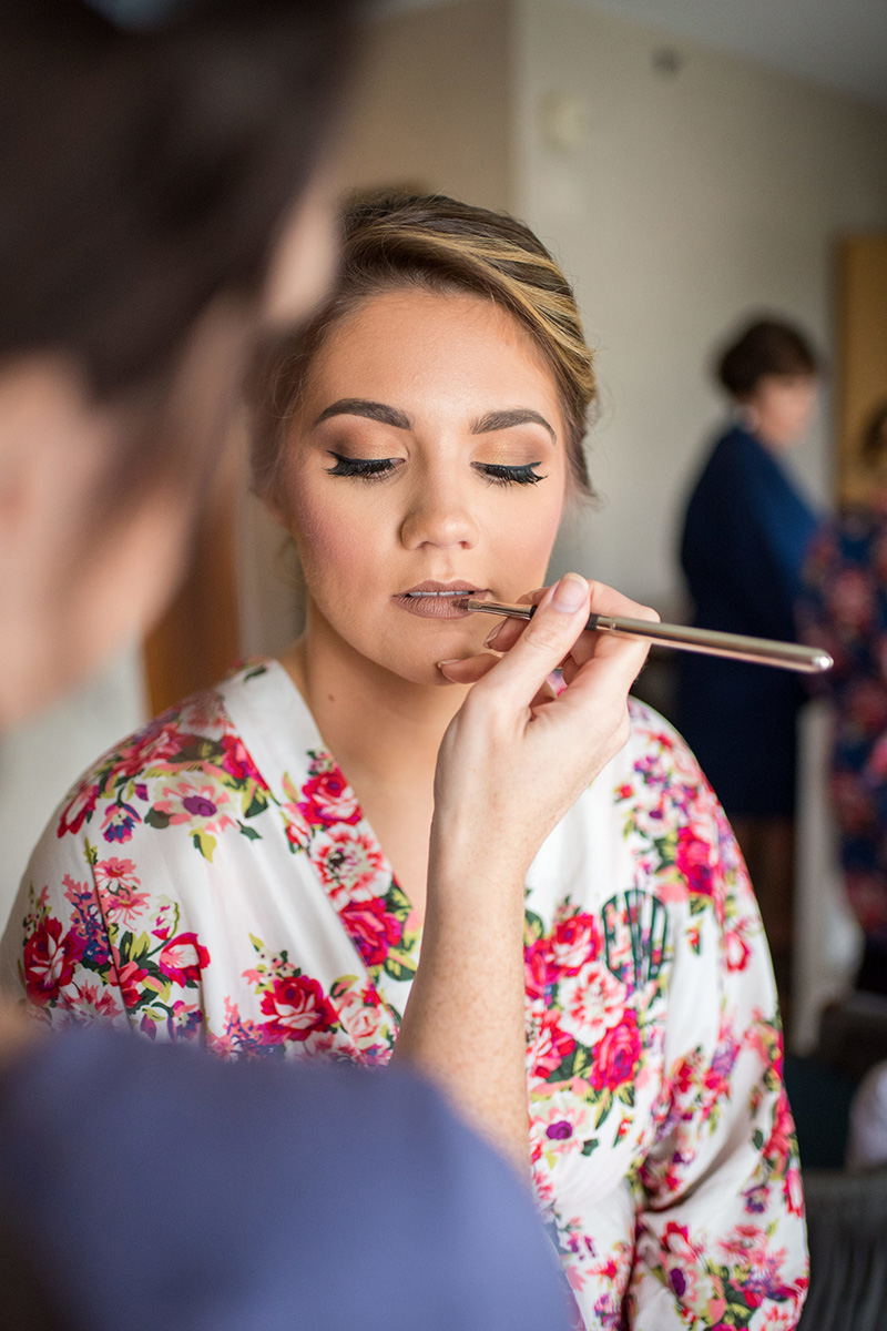 Bride getting ready on wedding day